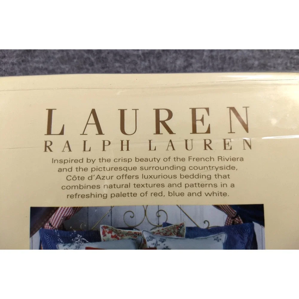 Ralph Lauren Cote D'Azur Floral Standard Pillowcases Pair Blue Cotton‎ Italy NEW